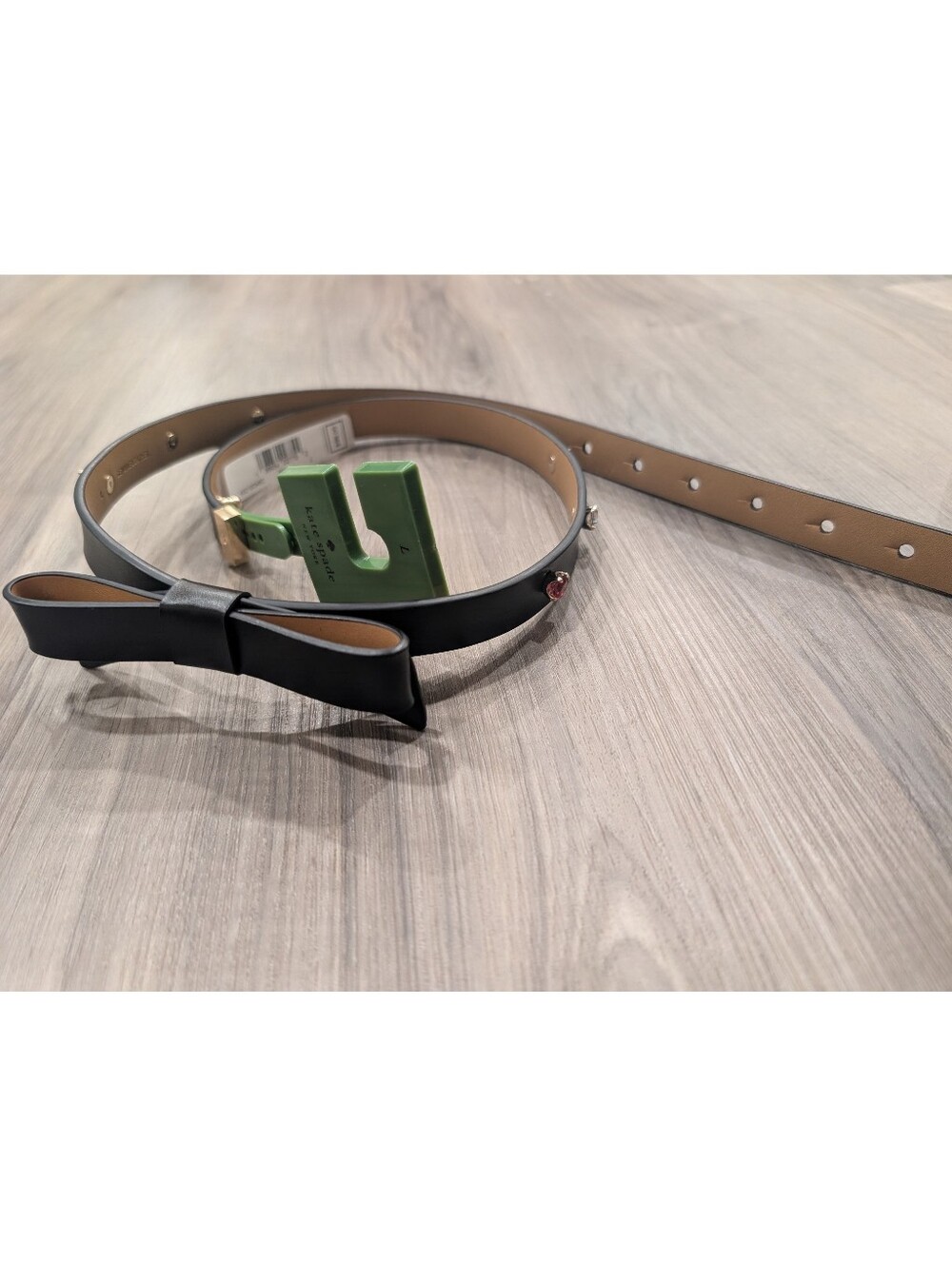 Kate Spade | Jeweled Bow Skinny Leather Waist Belt In Black Multi